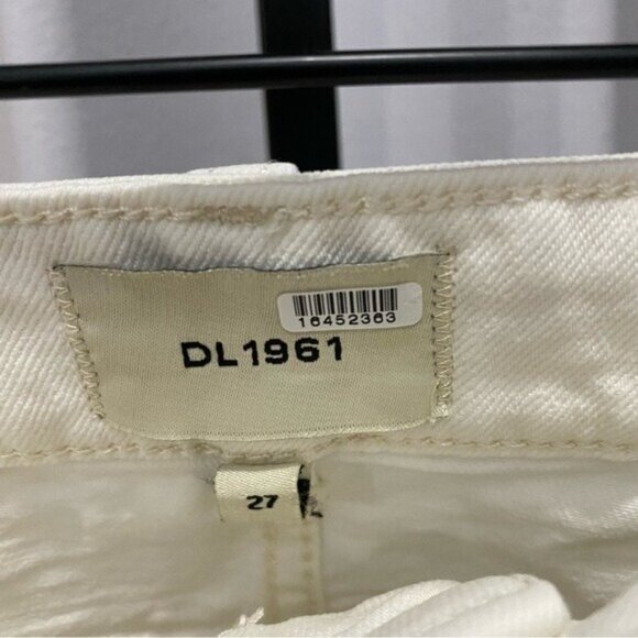 DL1961 Asra Maxi Skirt Ivory Cream Size 27 Front Slit Denim Jean Raw Hem - Picture 5 of 12